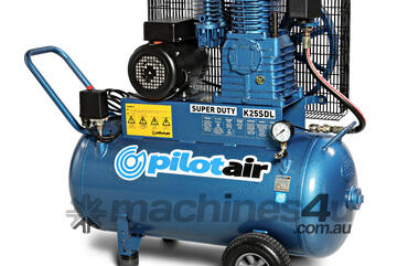 K25SDL Super Duty Series Air Compressor, 100lt rec, 15amp, 240V, oversize twin cyl pump, Electric