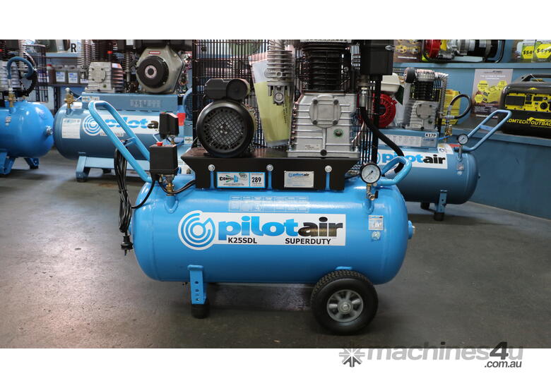 K25SDL Super Duty Series Air Compressor, 100lt rec, 15amp, 240V, oversize twin cyl pump, Electric