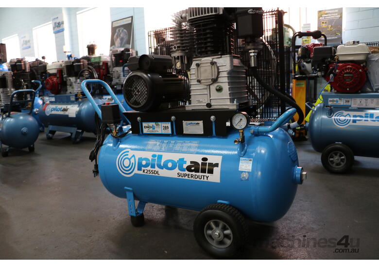 K25SDL Super Duty Series Air Compressor, 100lt rec, 15amp, 240V, oversize twin cyl pump, Electric