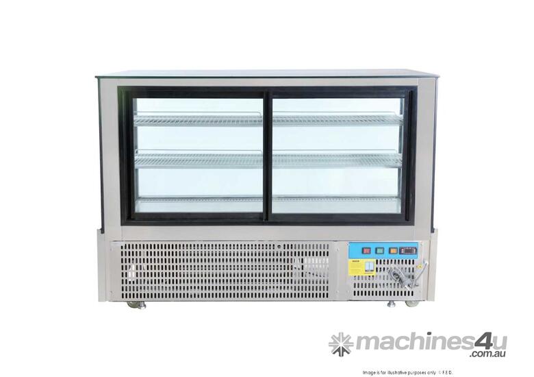 SSU150-2XB Black Trim Square Glass Cake Display 2 Shelves 1500x700x1100