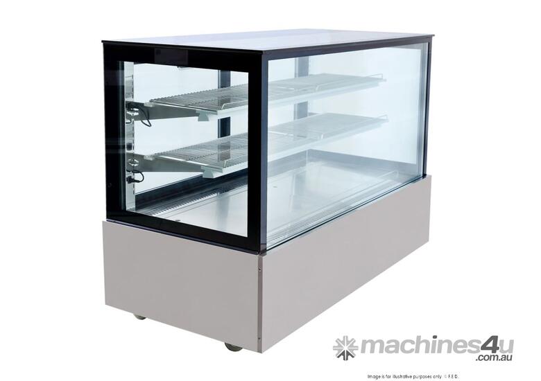 SSU150-2XB Black Trim Square Glass Cake Display 2 Shelves 1500x700x1100