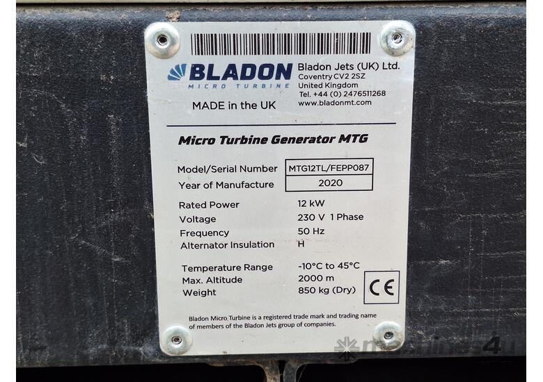 caption 2020 Bladon MTG12TL/FEPP087 Microturbine Generator MTG, 12kW, 230V 1 Phase