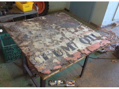 Table with old sign