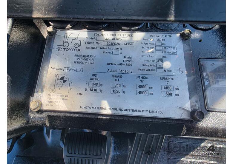 Toyota 2.5T Forklift Container Mast - 2019 Model Low Hours(Unit#:AU449)