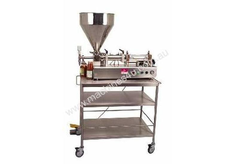 caption Rotary Valve Piston Filler with Hopper