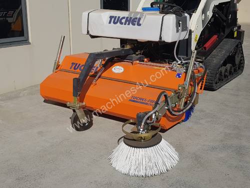 New Tuchel Sweeper Broom Attachment for Skid Steers Forward Moving Bucket Broom
