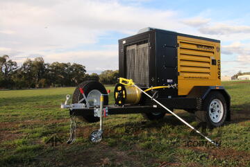 AG250T - 250cfm Rotary Screw Compressor: Diesel Driven, Mounted on a Heavy Duty Trailer