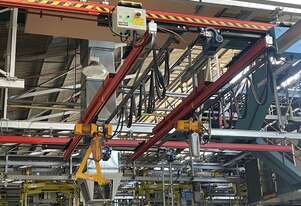 Dual 1000kg Demag KBK overhead gantry crane chain hoist lift wireless control