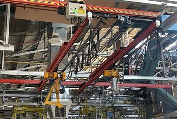 Dual 1000kg Demag KBK overhead gantry crane chain hoist lift wireless control