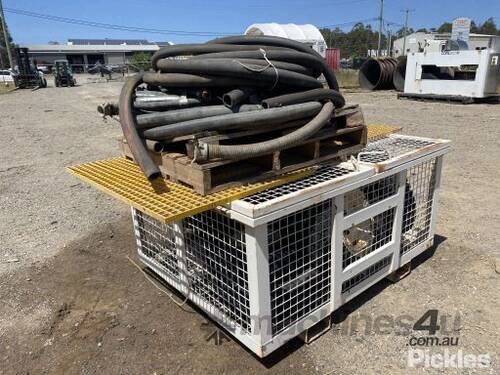 Steel Crate containing Rims and tyres and hoses