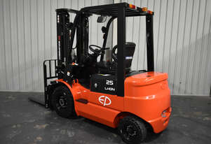EP EFX252 2.5 Tonne Electric Forklift 4.8m Container Mast with Sideshift Lithium Battery LED Lights