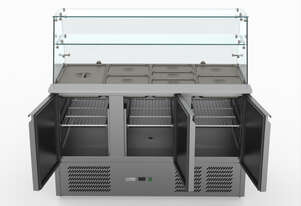 FED-X Three Door Salad Prep Fridge with Glass Top - XS903GC