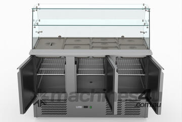 FED-X Three Door Salad Prep Fridge with Glass Top - XS903GC