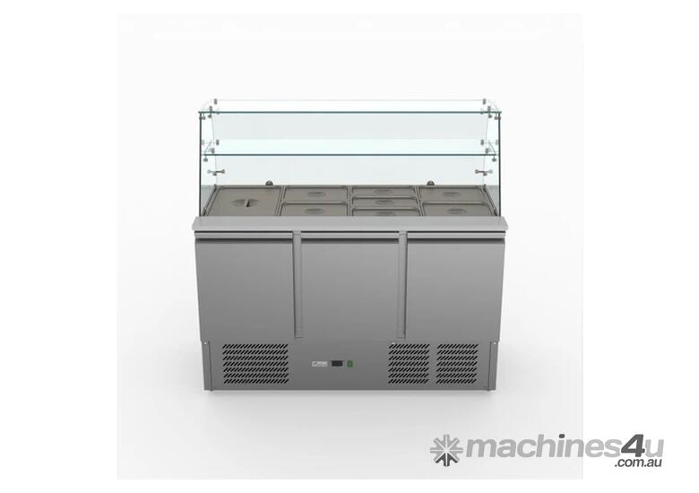 FED-X Three Door Salad Prep Fridge with Glass Top - XS903GC