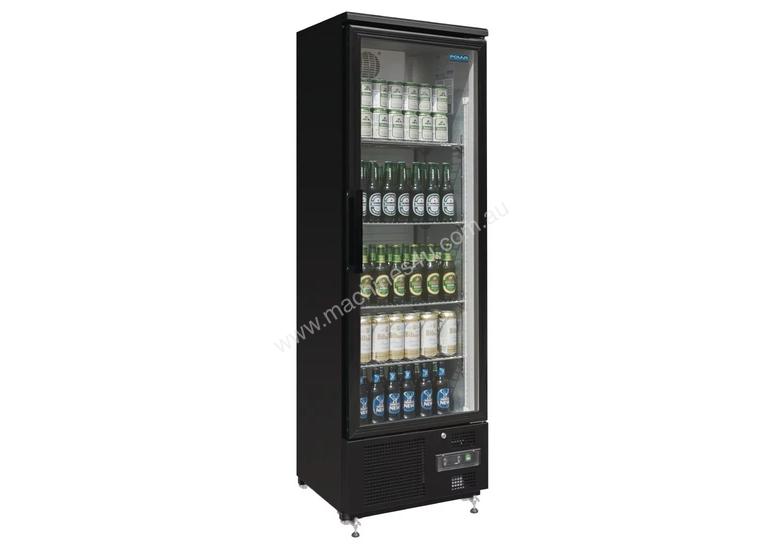 caption Polar GJ447-A - Single Door Bar Display Cooler 307Ltr Black Single Hinged Door