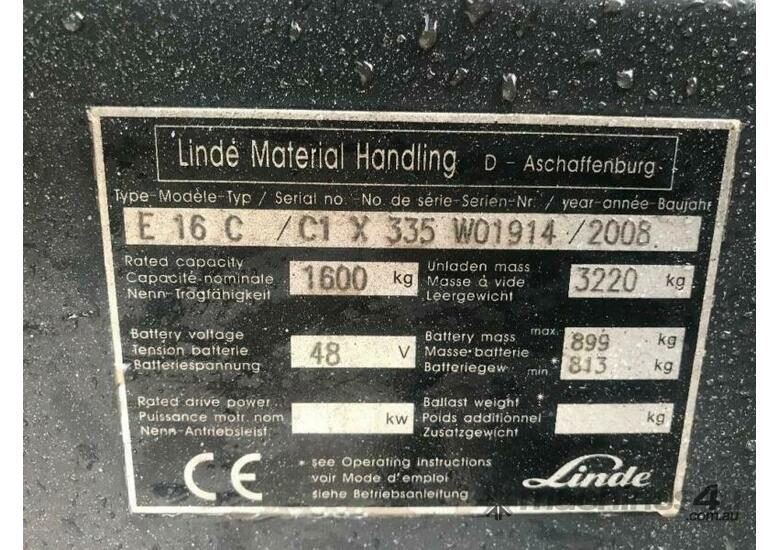 caption Linde E16C Electric Forklift