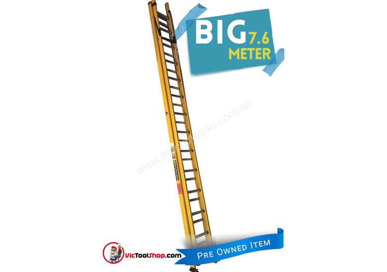 caption Branach Fiberglass Extension Ladder 4.6 to 7.6 Meter Industrial FED7.6