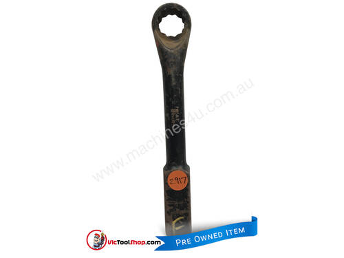 T & E Tools Ring end slogging Spanner wrench, 32mm Metric (x 295mm long) CRANKED