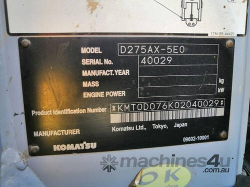 Komatsu D275AX-5 Std Tracked-Dozer Dozer