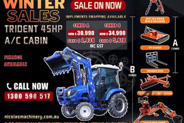 TRIDENT WINTER SALES 45HP 4WD A/C CABIN TRACTOR WITH 4IN1 BUCKET COMBO DEAL 3 YEARS WARRANTY