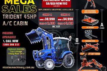 TRIDENT MEGA SALES 45HP 4WD A/C CABIN TRACTOR WITH 4IN1 BUCKET COMBO DEAL 3 YEARS WARRANTY