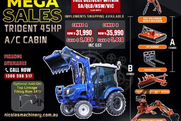 TRIDENT MEGA SALES 45HP 4WD A/C CABIN TRACTOR WITH 4IN1 BUCKET COMBO DEAL 3 YEARS WARRANTY