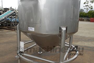 Tank, Stainless Steel Storage (Vert), 3400Lt, 1780mm Dia x 1120mm Straight + 770 mm Cone