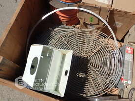 CRATE OF ASSORTED GRINDING WHEELS, ELECTRICAL CABLE, ELECTRICAL COMPONENTS & LIGHTS - picture0' - Click to enlarge