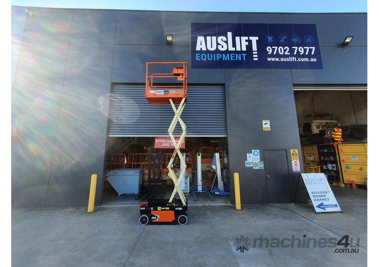 caption JLG ES1330L Mini 13ft Scissor Lift – Electric Drive, Compact & Maneuverable