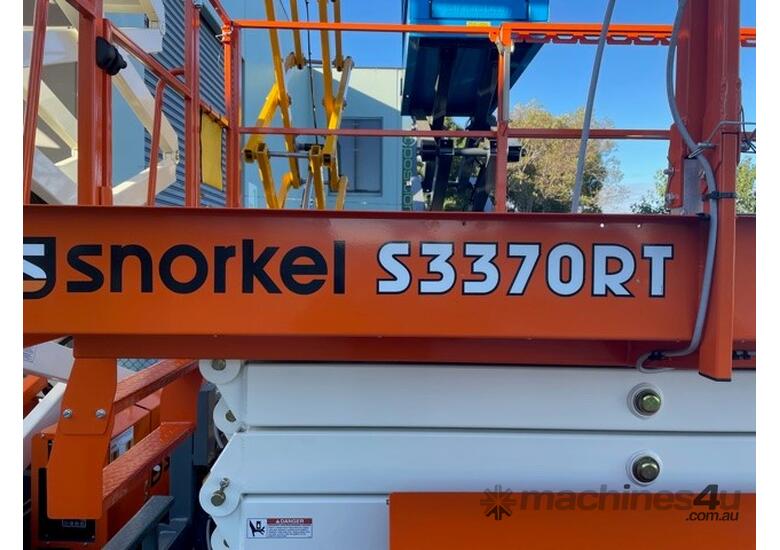 caption Snorkel S3370 RT 33ft All Terrain Scissor Lift