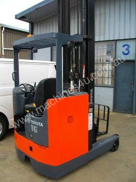 caption Toyota 6FBRE16 electric reach truck RENT ME