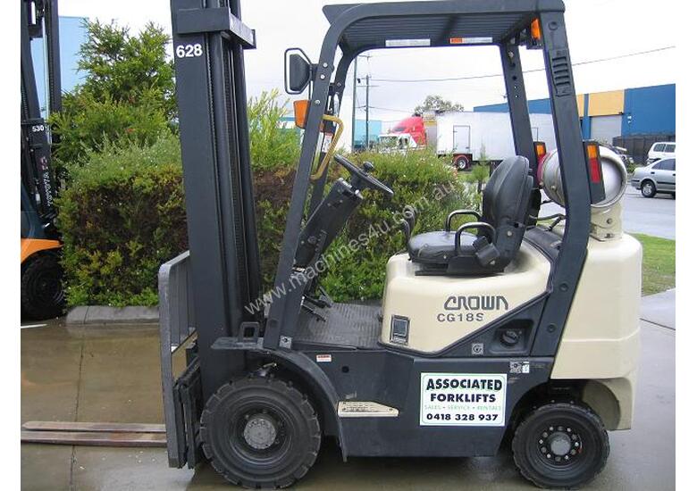 caption AVAILABLE FOR SHORT OR LONG TERM RENTAL! CROWN 1.8t LPG Auto Forklift with LOW HOURS