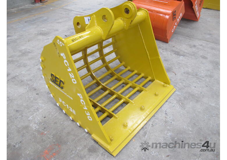 SEC 12 Ton Sieve (Mud Style) Bucket for Komatsu PC120/PC135 - Includes Pin, 1150mm Width, 75mm Gap