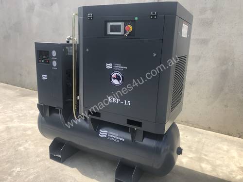 60 cfm screw compressor with tank and dryer 