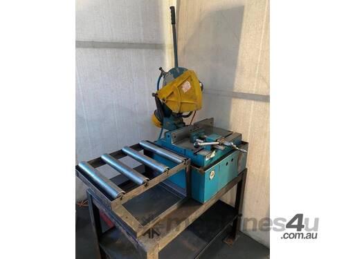 Brobo Waldown S300C Cold Saw on bench with infeed  rollers