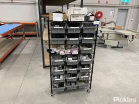 Mobile Parts Shelf With Parts Bins & Contents - picture0' - Click to enlarge