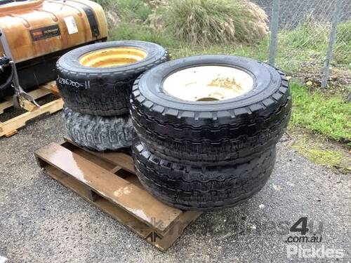 3 x 12-16.5 NHS TIANLI Sand Rib 1 x Goodyear 10-16.5 8 Stud Steel Rims Note: Dents And Scratches, Pa