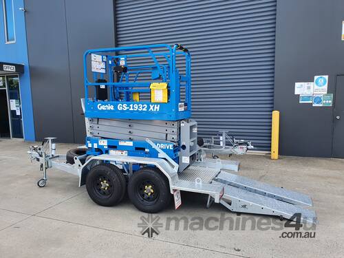 caption Genie GS1932XH 19ft Scissor Lift on Bullant Trailer Package
