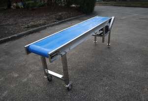 Stainless Steel Motorised Incline Belt Conveyor 2.37m Long