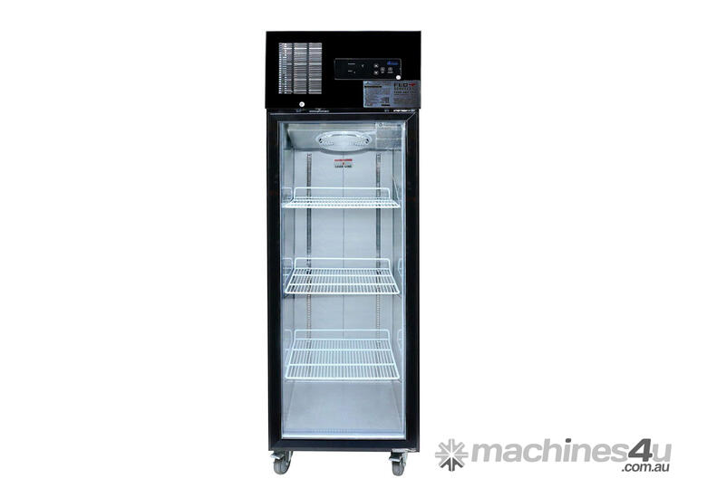 Single glass door upright freezer black stainless steel - SUFG500B