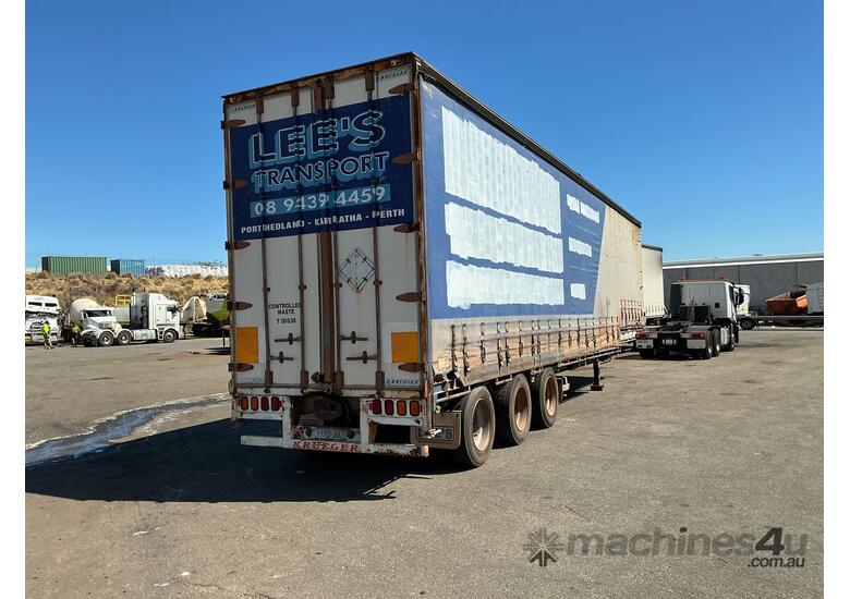 caption 2003 Krueger ST-3-38 Tri Axle Drop Deck Curtainside Trailer