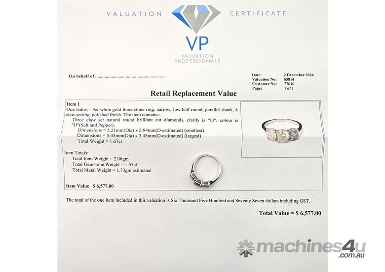 1.67CT DIAMOND TRILOGY WHITE GOLD ENGAGEMENT RING