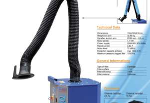 CleanGo Mobile welding fume extraction unit. Includes optional Evolution Fume arm as shown