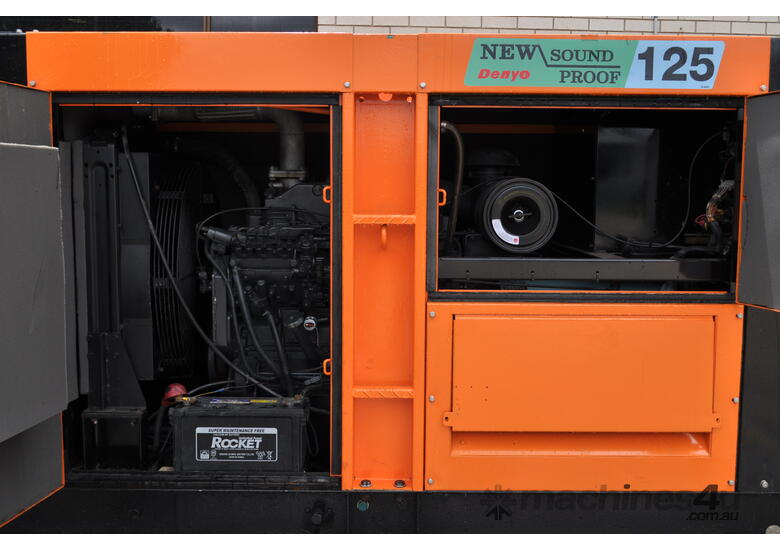 caption 110 KVA KOMATSU DENYO SILENCED INDUSTRIAL DIESEL GENERATOR , SUPER RELIABLE , LONG LASTING AND THE M - Hire