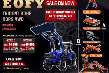 2024 EOFY TRIDENT 90HP 4WD TRACTOR COMBO DEAL (1200kg front loader lift capacity)