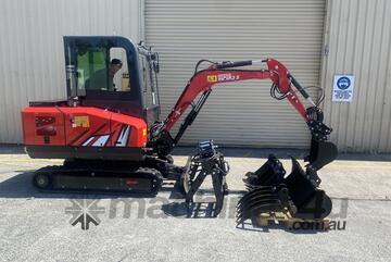 3.5 excavator with enclosed cab and air conditioning $46,990+GST or around $239 per week on finance