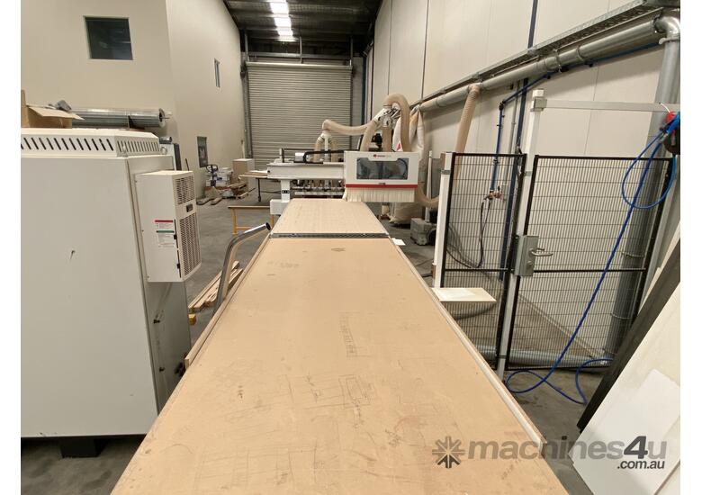 caption Wood tech Joinery shop machine package. CNC, Edge bander, Panel saw, dust extraction & compressor
