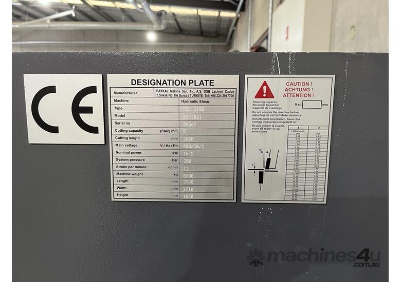 Baykal (Metalmaster) HGL3108  Hydraulic Guillotine - ONLY 348 HOURS | 2021 Model