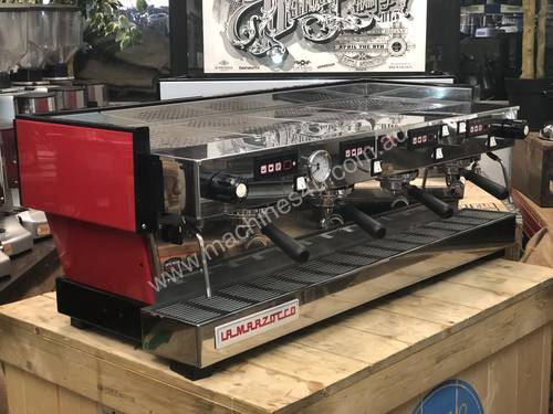 LA MARZOCCO LINEA CLASSIC 4 GROUP RED ESPRESSO COFFEE MACHINE WITH CHRONOS TOUCHPADS