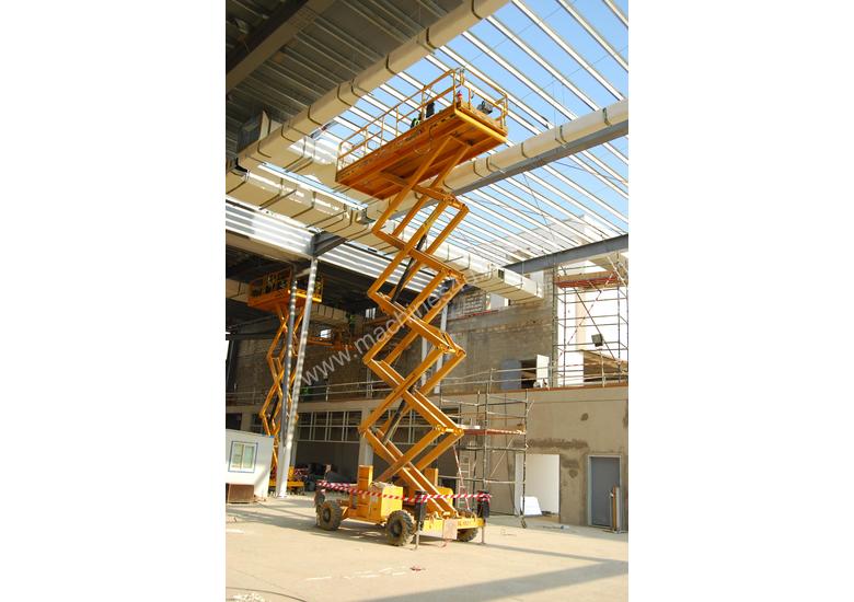 caption Haulotte 43ft RT Self-Levelling Diesel Scissor Lift – Power & Stability! For Hire!